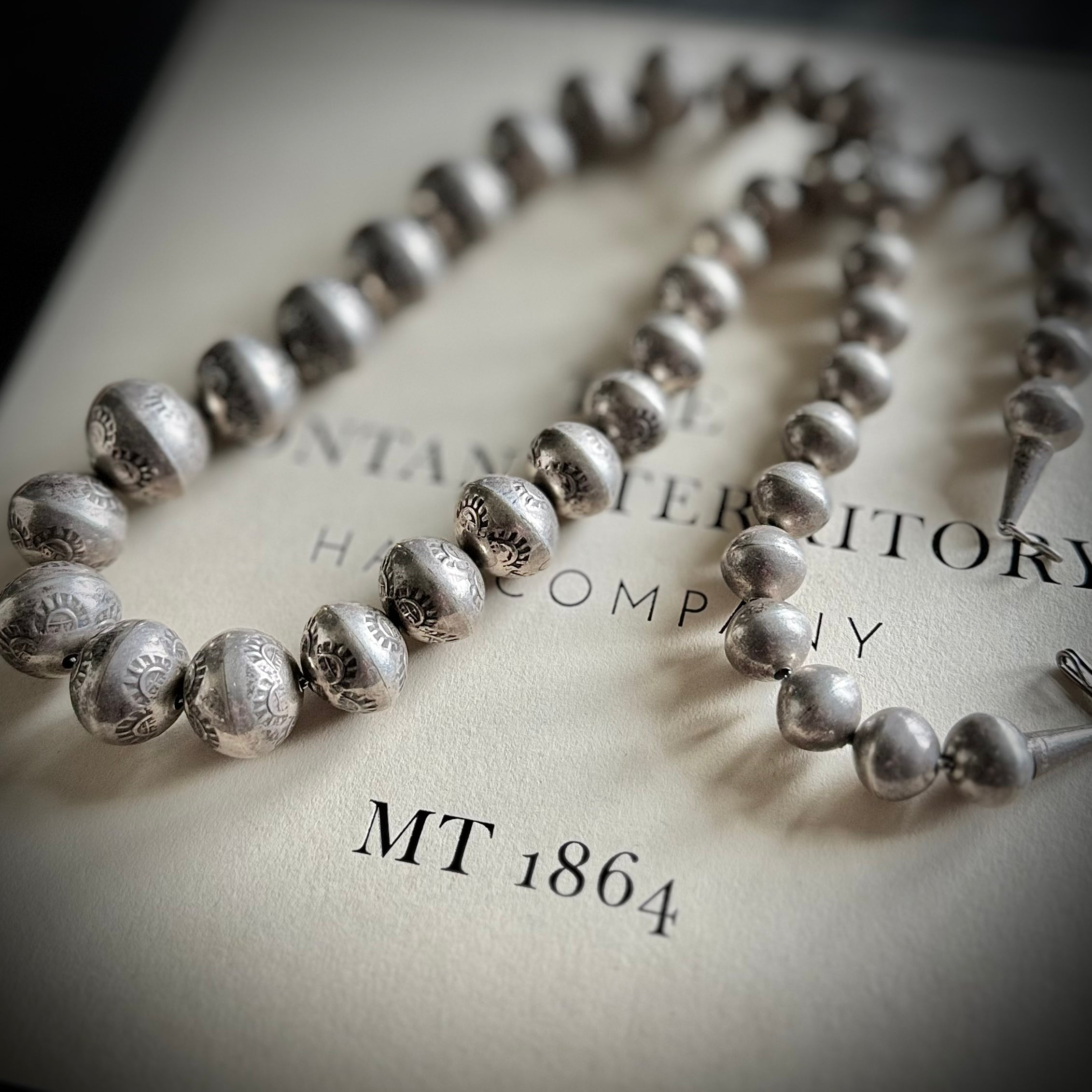 Vintage Sterling Silver Hand Stamped Vintage Navajo Pearls Montana Territory Hat Company