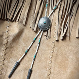 Turquoise Concho with Turquoise, Bone, and Silver Necklace Bolo