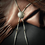 Silver Agave Flower and Bone Necklace Bolo