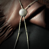 Southwest Sunflower with Bone and Silver Necklace Bolo