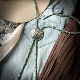 Hubei Turquoise and Silver Beaded Bolo