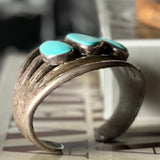 Sterling Silver Turquoise Three Stone Vintage Navajo Cuff