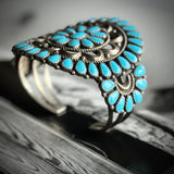 Vintage Sterling Silver and Turquoise Zuni Cuff Bracelet